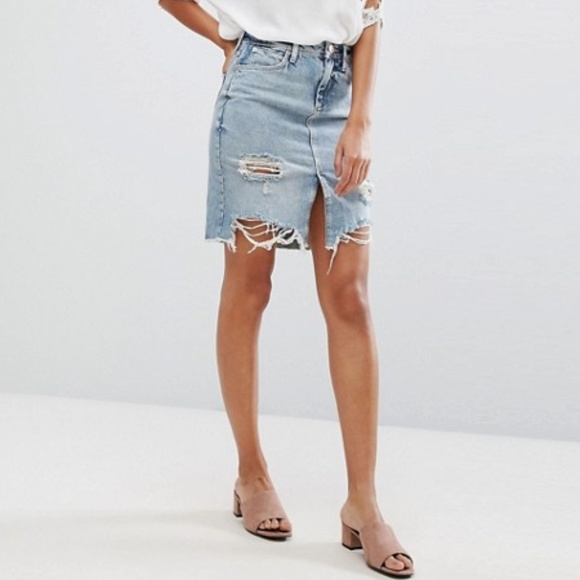 river island denim midi dress